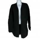 Basic Womens Black Open Front Cardigan Size Small Ribbed Texture