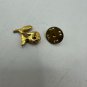 Vintage Gold Rose Lapel Pin With Green Leaves