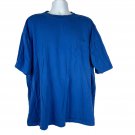 Sandy River Blue Cotton Mens T-Shirt 2XLT Pocket Crew Neck Short Sleeve Casual