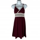 So Womens Burgundy Spaghetti Strap Dress With White Trim Size XS