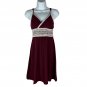 So Womens Burgundy Spaghetti Strap Dress With White Trim Size XS