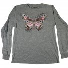 Love In Faith Gray Floral Butterfly Long Sleeve Womens M Casual Love In Faith Gray Floral Butterfly Long Sleeve Womens M Casual