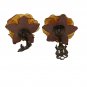 Vintage Rose Clip-On Earrings Orange & Peach Lucite Floral Design