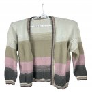 Striped Open Front Cardigan Womens 3XL Casual Fit Lightweight Knit Pink/Tan/Gray