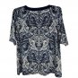 Rockmans Womens L Paisley Top Multi-Colored Embellished Scoop Neck Short Sleeves