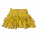 Forever 21 Womens Yellow Mini Skirt Size S Polka Dot Print Ruffle Layered Design