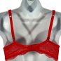 BeMe Womens Red Lace Push-Up Demi Bra 34A Adjustable Straps Comfortable Fit