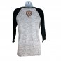 American Fighter Womens Raglan Shirt Small Black & Gray Graphic Logo 3/4 Sleeves