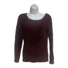 H&M Divided Womens Fuzzy Knit Sweater XS Burgundy Long Sleeve Pullover