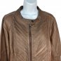 Maurices Womens Faux Leather Jacket Brown Size 2 Quilted Front Moto Style Coat