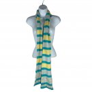 Striped Teal & Yellow Polka Dot Knit Scarf For Women