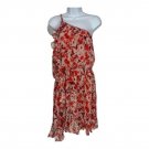 MNG Collection Womens One-Shoulder Floral Dress Size M Red Ruffle Elastic Waist