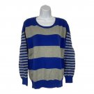 Gap Womens Large Blue & Gray Striped 100% Cotton Crewneck Sweater Long Sleeve