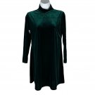 New Moves Green Velvet A-Line Dress With Turtleneck Long Sleeves Size 12.5