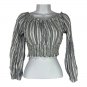 Aeropostale Womens XS Off-Shoulder Stripe Long Sleeve Cropped Blouse Blue White