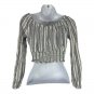 Aeropostale Womens XS Off-Shoulder Stripe Long Sleeve Cropped Blouse Blue White