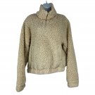 Sage Collective Womens Beige Sherpa Fleece Quarter Zip Pullover Jacket Size XS