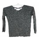 ANA A New Approach Womens Size L Black White Knit Sweater Crisscross V Neck