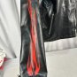 BC Ethic Mens Black Flame Print Faux Leather Jacket Medium Zip-Up Retro Style