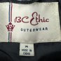 BC Ethic Mens Black Flame Print Faux Leather Jacket Medium Zip-Up Retro Style