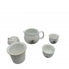 Ceramic Cat-Themed Portable Tea Set With Case Gold Accents White & Multicolor Ceramic Cat-Themed Portable Tea Set With Case Gold Accents White & Multicolor