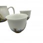 Ceramic Cat-Themed Portable Tea Set With Case Gold Accents White & Multicolor