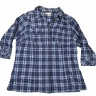 Dressbarn Womens Blue Plaid Button-Up Shirt Size 14/16 Casual 3/4 Sleeve