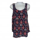 Lucky Brand Womens Tank Top Size M Paisley Print Sleeveless Blue Red Boho Style