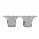 Set Of Fostoria American Crystal Candleholders Clear Scalloped Edge Glass