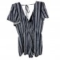 Three Pink Hearts Womens Striped Navy/White Surplice Romper Size L Casual