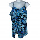 Beautife Womens Plus Size Swimdress XXXL Lake Blue Tropical Print One-Piece Beautife Womens Plus Size Swimdress XXXL Lake Blue Tropical Print One-Piece
