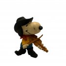 1970s Snoopy Cowboy Figurine Playing Violin Rubber Collectible United Feature