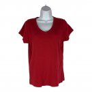 St. Johns Bay Womens Red V-Neck T-Shirt Size S 100% Cotton Casual Short Sleeve St. Johns Bay Womens Red V-Neck T-Shirt Size S 100% Cotton Casual Short Sleeve