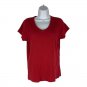St. Johns Bay Womens Red V-Neck T-Shirt Size S 100% Cotton Casual Short Sleeve