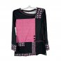 Patchwork Long Sleeve Top With Button Accents - L