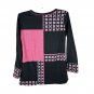 Patchwork Long Sleeve Top With Button Accents - L