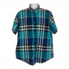Old Navy Mens XXL Plaid Button-Down Short Sleeve Shirt Blue/Green 100% Cotton Old Navy Mens XXL Plaid Button-Down Short Sleeve Shirt Blue/Green 100% Cotton
