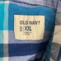 Old Navy Mens XXL Plaid Button-Down Short Sleeve Shirt Blue/Green 100% Cotton