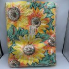 Sunflower Blanket Nylon & Polyester Blend Vintage 80x90" Bright Floral Print USA