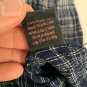 E M Womens Medium Plaid Long Sleeve Button Down Top Navy White Ruffled Cuff