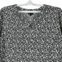 JNY Jones New York Womens Blouse Size 2X Black White Floral Print 3/4 Sleeves