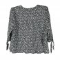JNY Jones New York Womens Blouse Size 2X Black White Floral Print 3/4 Sleeves