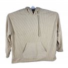 Beige Ribbed Hoodie Sweatshirt 2XL 100% Polyester Pullover With Kangaroo Pocket