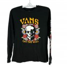 Vans Off The Wall Size Small Skull And Floral Long Sleeve Black Graphic Shirt