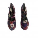 Qupid Penelope-04 Womens Floral Platform Heels Size 6 Blue Suede Strappy Pumps