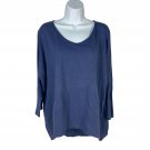 Eileen Fisher Womens Blue Linen Scoop Neck Long Sleeve Top Size M Eileen Fisher Womens Blue Linen Scoop Neck Long Sleeve Top Size M