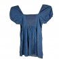 Forever 21 Plus Denim Dress 2X Puff Sleeve Smocked Back Casual Feminine Blue