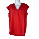Liz Claiborne Womens Red Sleeveless V-Neck Tunic Blouse Medium Polyester Casual