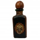 Leather Wrapped Whiskey Decanter With Lion Motif & Wooden Stopper A Menini Italy Leather Wrapped Whiskey Decanter With Lion Motif & Wooden Stopper A Menini Italy