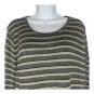 Talbots Womenâs Large Stripe Long Sleeve Crew Neck Top Black Metallic